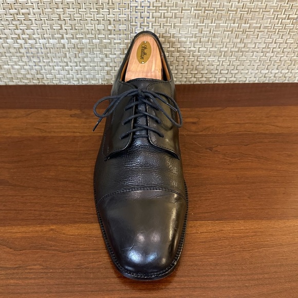 🌟HP🌟Soft Black Leather Cap Toe Derby Dress Shoes by Pronto Uomo Made Italy 10 - Picture 4 of 13